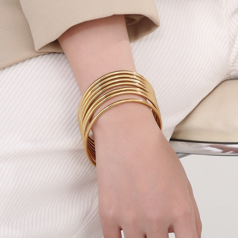 Minimalist Thin Gold Bangle Bracelet