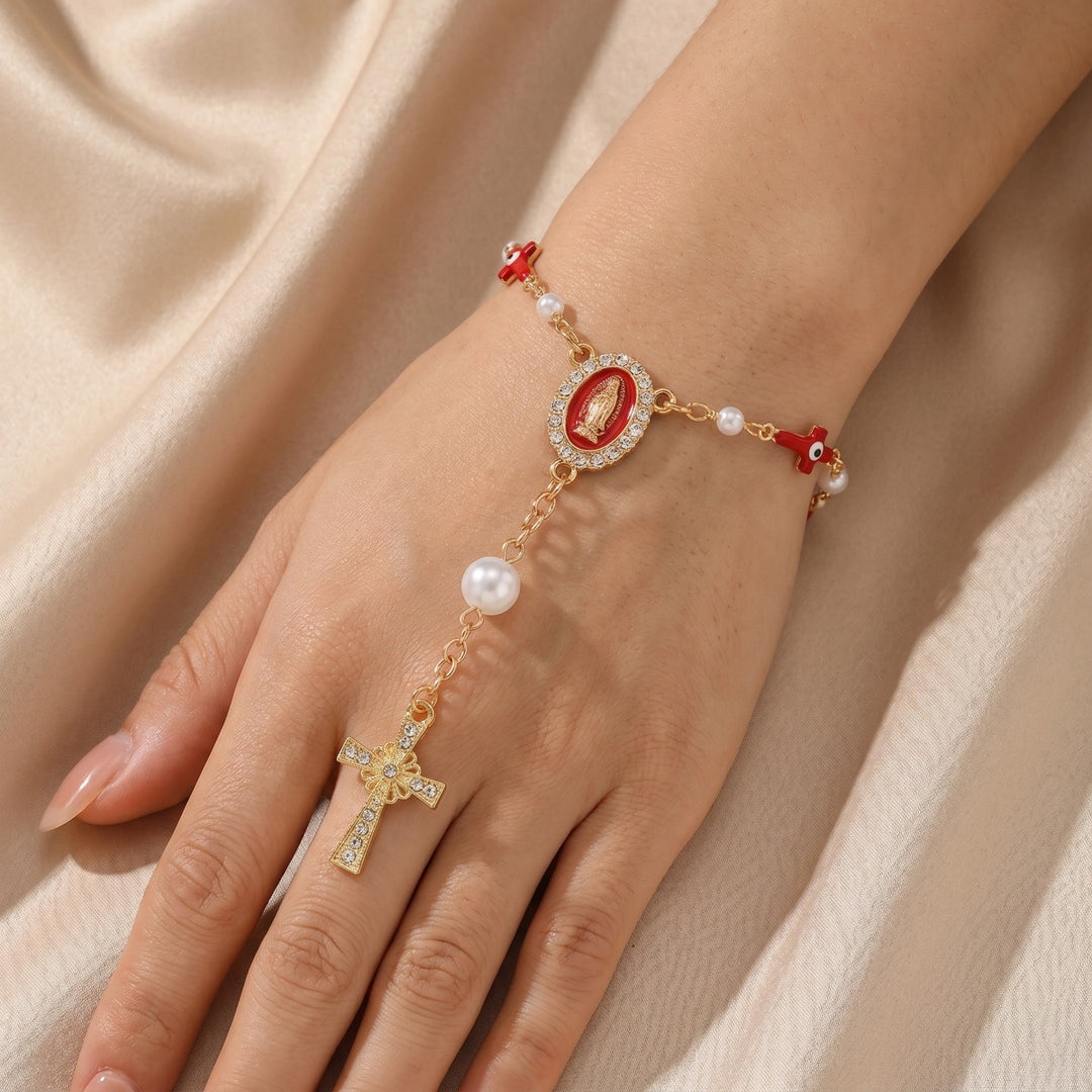 Vintage Faith & Pearl Beaded Bracelet