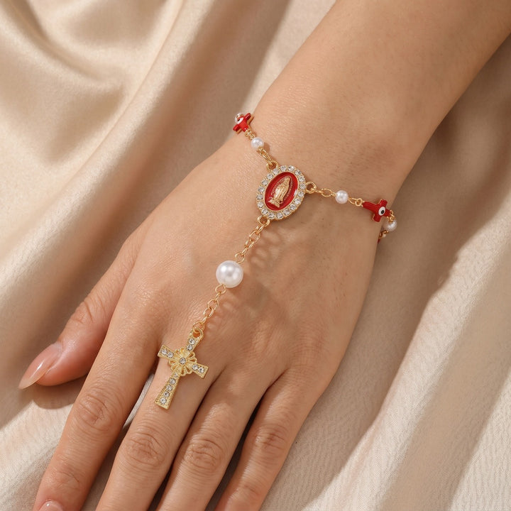 Vintage Faith & Pearl Beaded Bracelet
