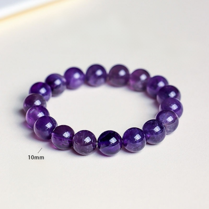 Natural Uruguay Amethyst Round Bead Bracelet
