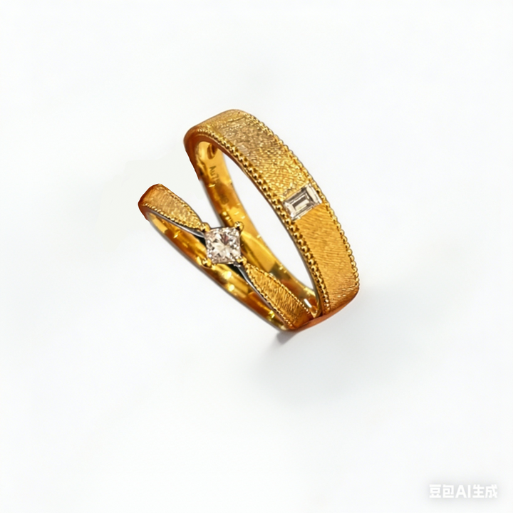 Woven Gold Promise Couple Rings