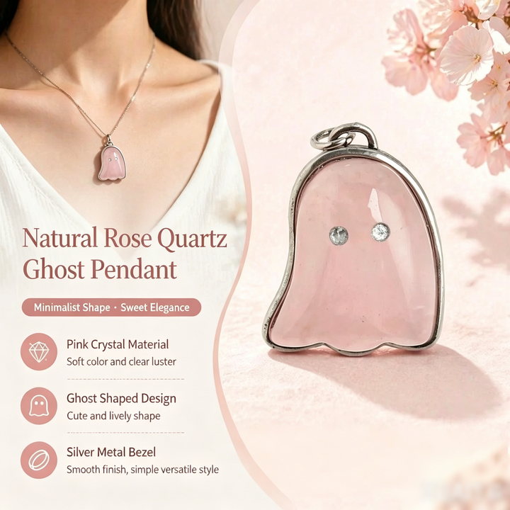Adorable Ghost · Natural Crystal Ghost Pendant Necklace
