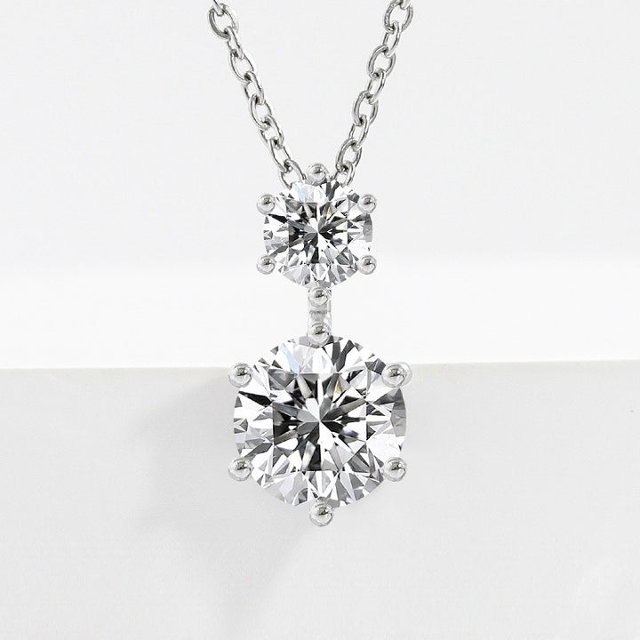 Dazzling Double Star S925 Sterling Silver Moissanite Dangling Necklace