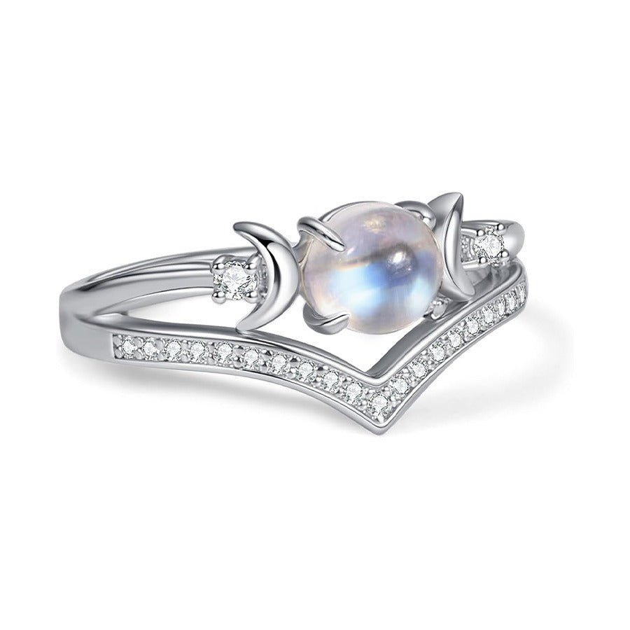 Crescent Moon Gemstone Ring