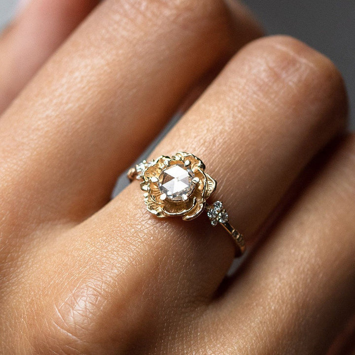 French Vintage Rose · 18K Gold Plated 3D Flower Ring with Pavé Accents