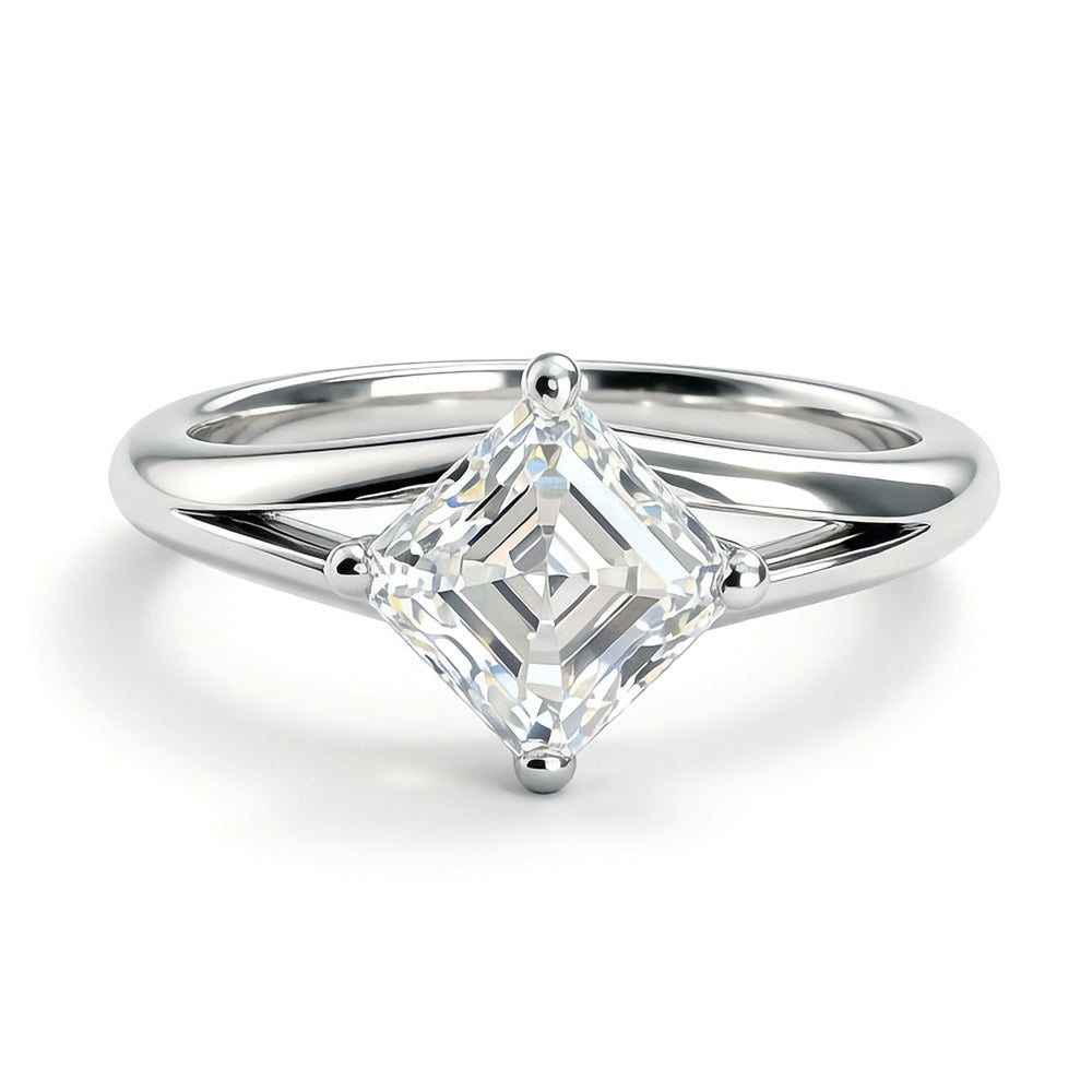 S925 Sterling Silver Kite-Cut Split Shank Ring