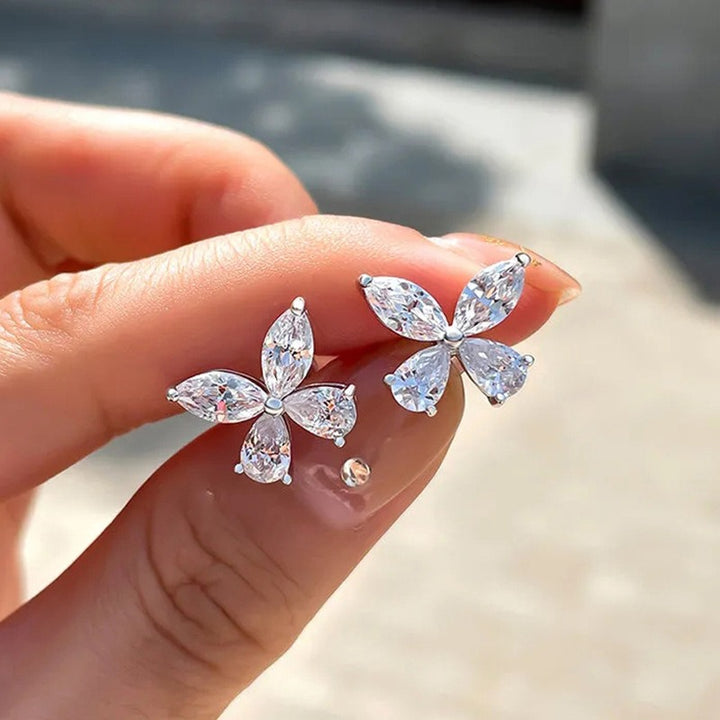 S925 Silver Butterfly & Four-Petal Stud Earrings