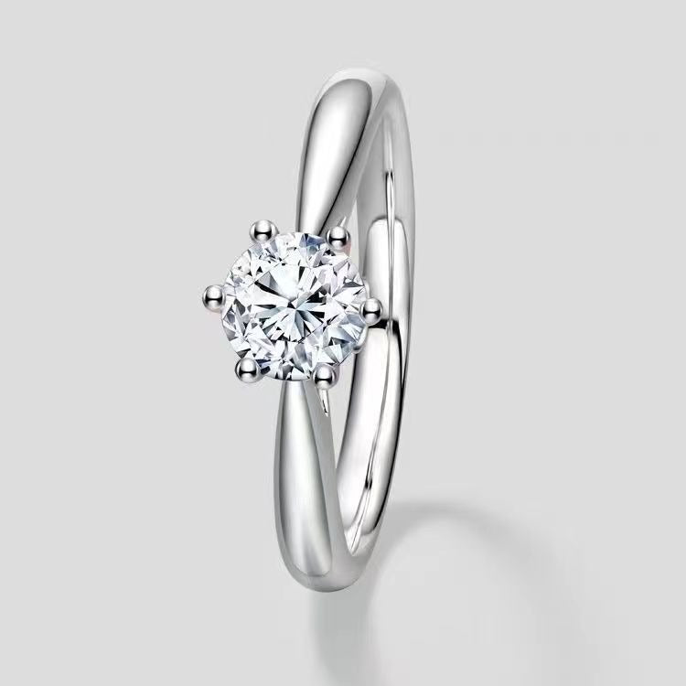 S925 Sterling Silver Classic 6-Prong Solitaire Moissanite Ring