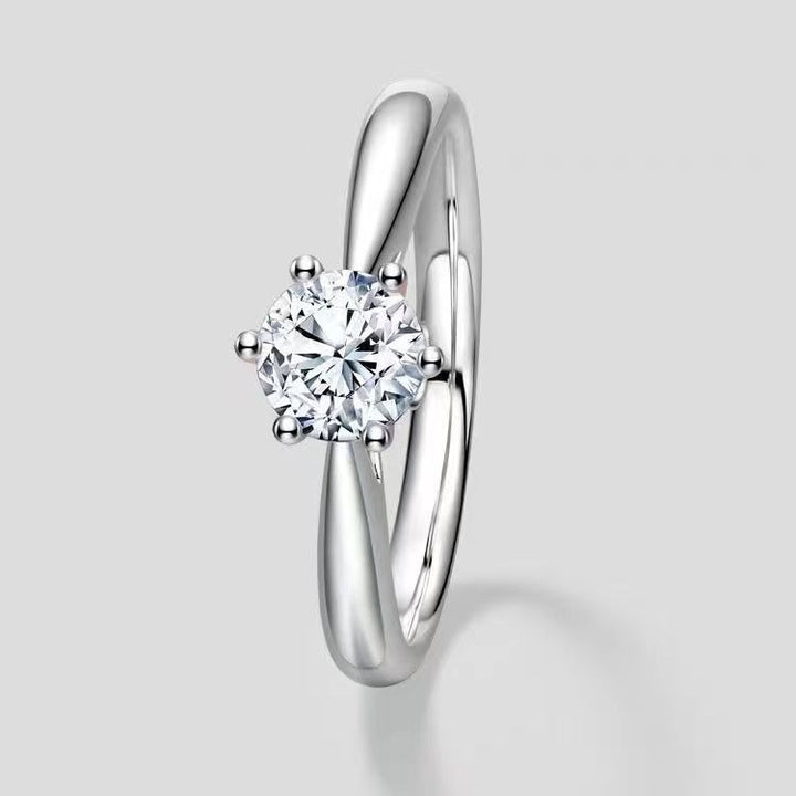 S925 Sterling Silver Classic 6-Prong Solitaire Moissanite Ring