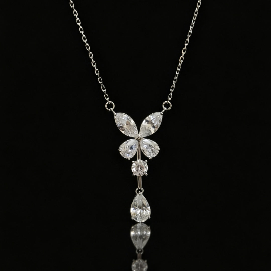 S925 Sterling Silver Teardrop Bow Y-Necklace