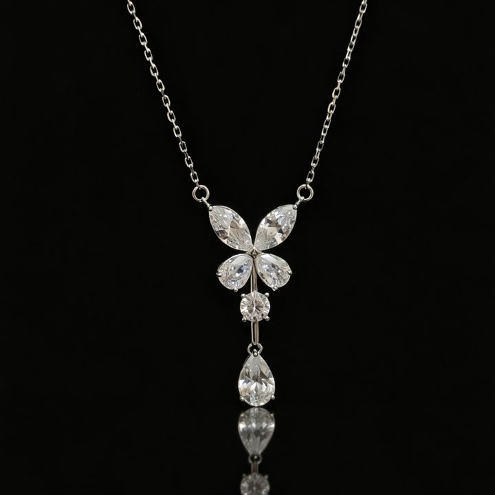 S925 Sterling Silver Teardrop Bow Y-Necklace