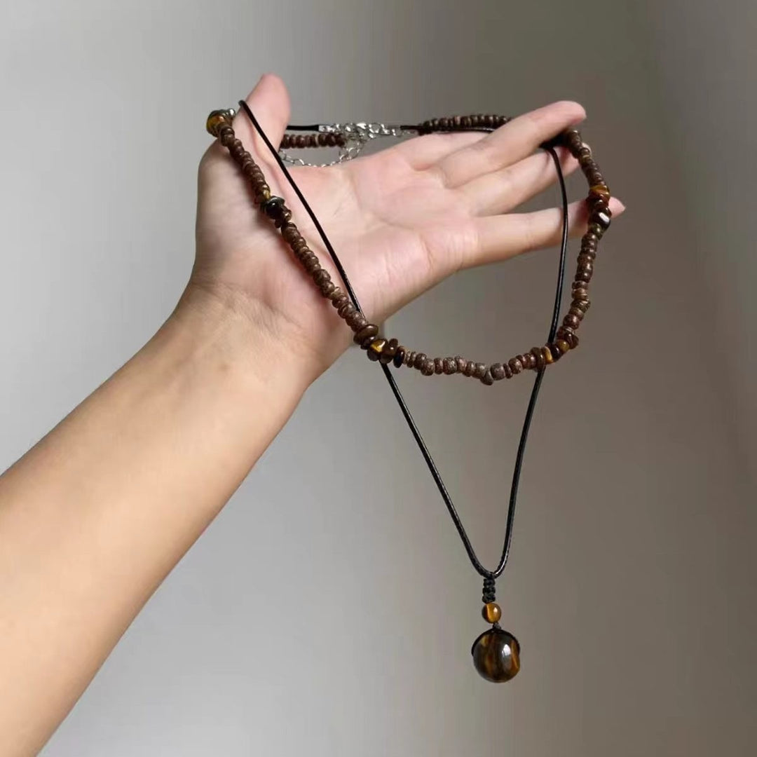 Boho Natural Tiger's Eye & Turquoise Necklace