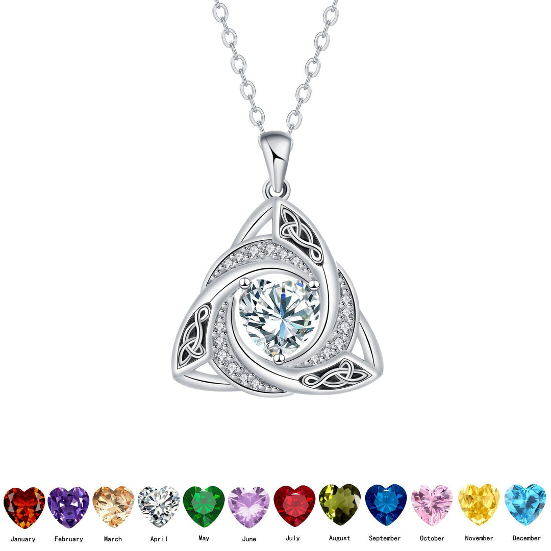 S925 Silver Celtic Knot Birthstone Necklace