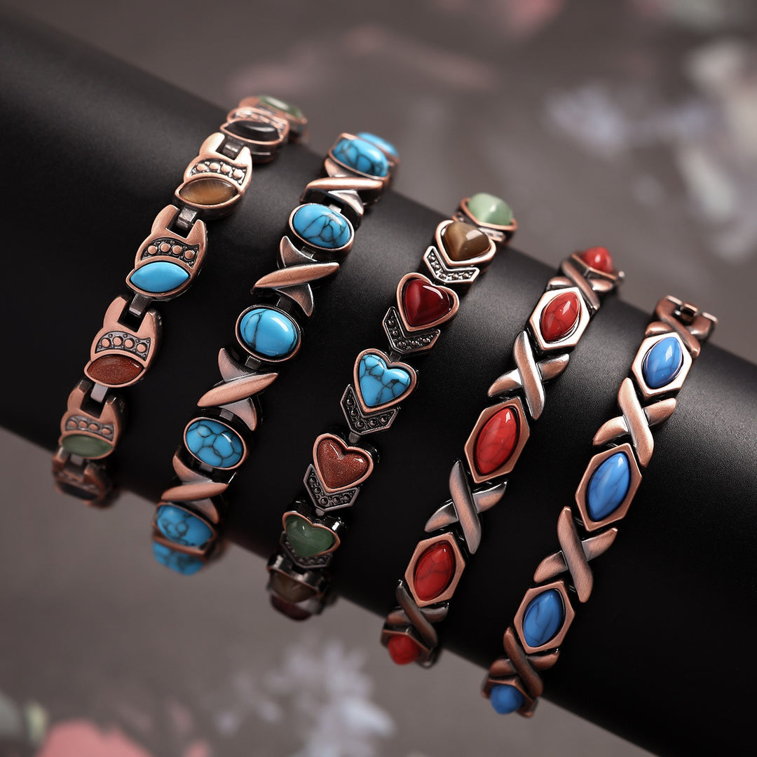 100% Pure Copper Magnetic Bracelet with Natural Turquoise