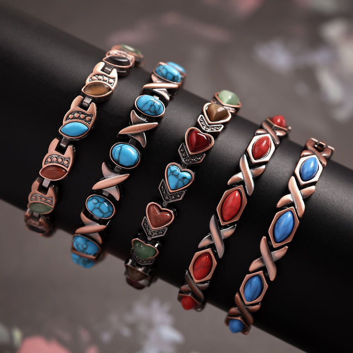 100% Pure Copper Magnetic Bracelet with Natural Turquoise