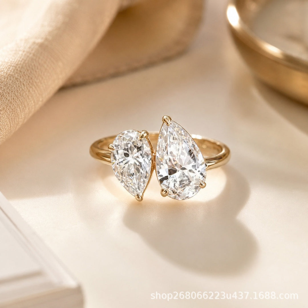 S925 Sterling Silver Toi et Moi Ring