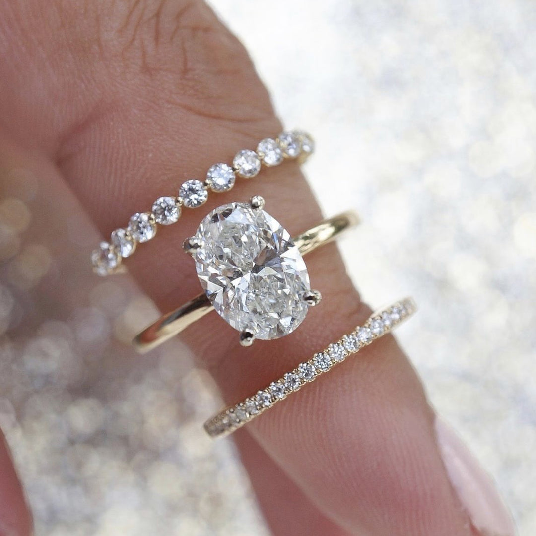 Classic Oval Cut Bridal 3-Piece Ring Set