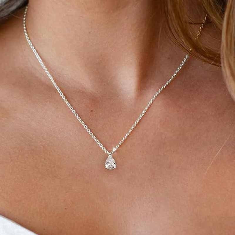 Classic Teardrop · S925 Sterling Silver Pear-Cut Solitaire Necklace