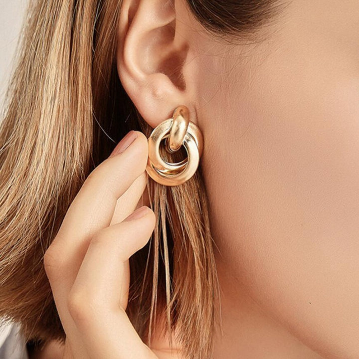 18K Gold & Silver Plated Polished Finish Minimalist Sculptural Knot Stud Earrings