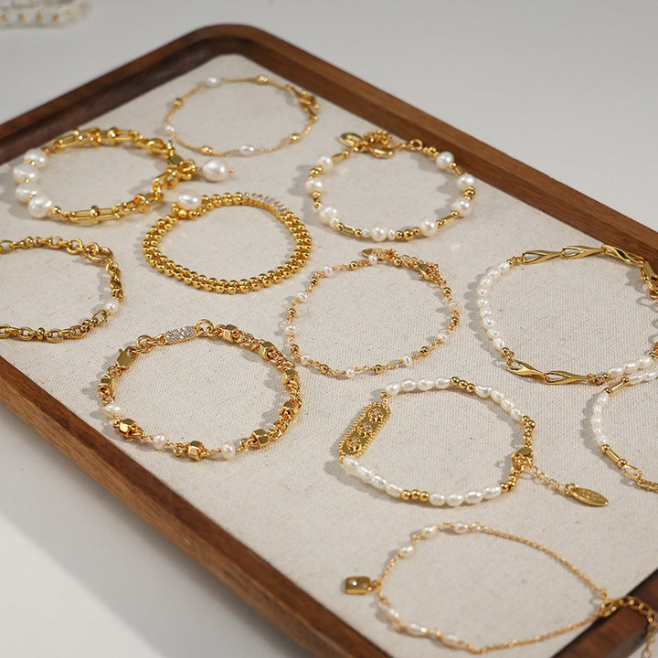Multiple Styles 18K Gold Plated Pearl Bracelet