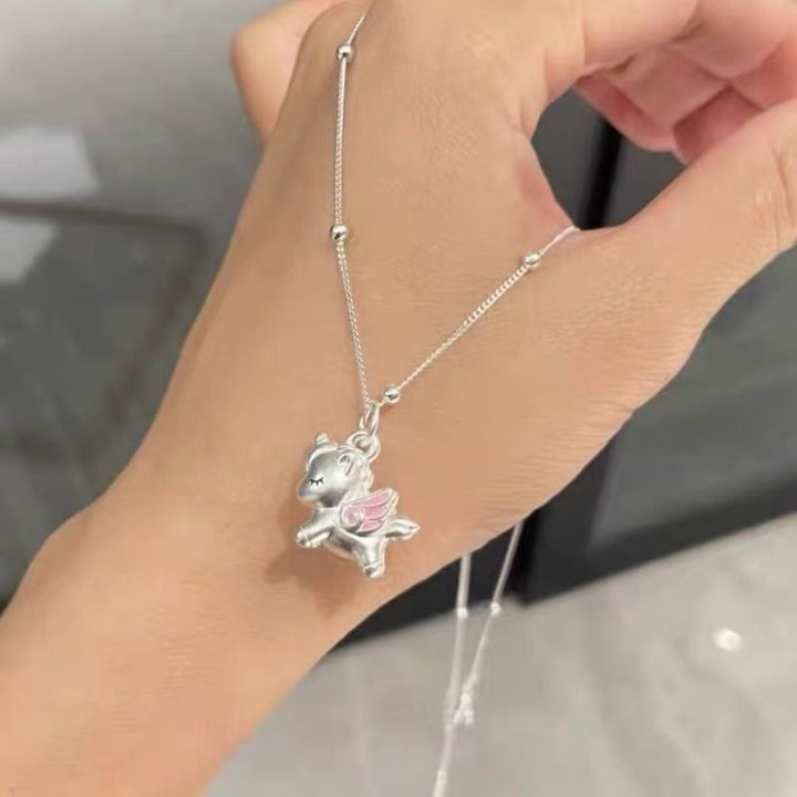 S925 Silver Flying Unicorn Necklace