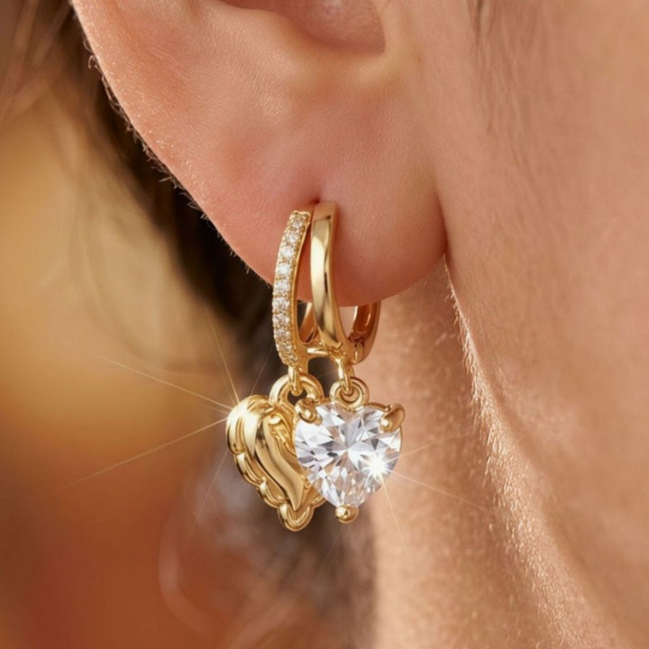 18K Gold Plated Double Heart Huggie Earrings