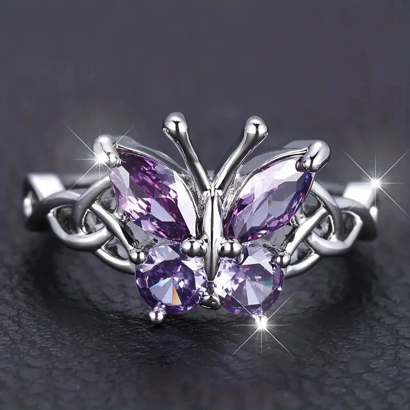 Light of Transformation S925 Sterling Silver Celtic Knot Butterfly Ring