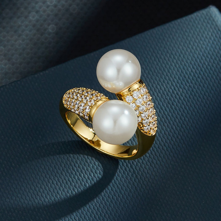 Double Pearl Open Ring
