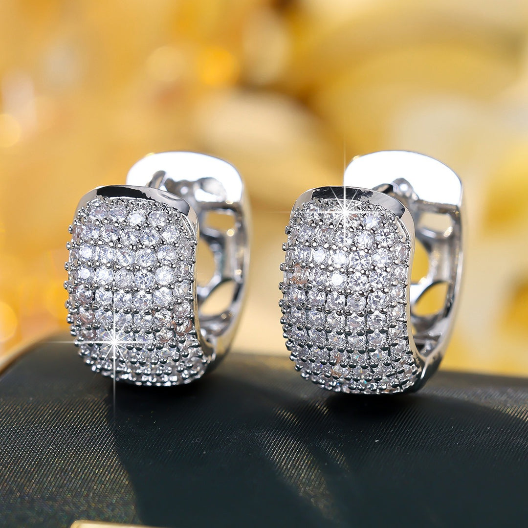 18K Gold & Silver Bold Pave Huggie Hoops