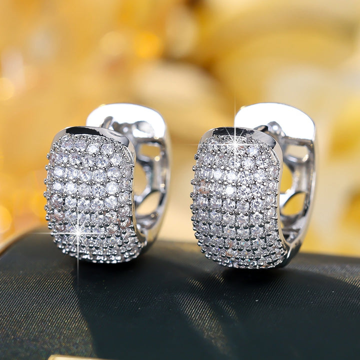 18K Gold & Silver Bold Pave Huggie Hoops