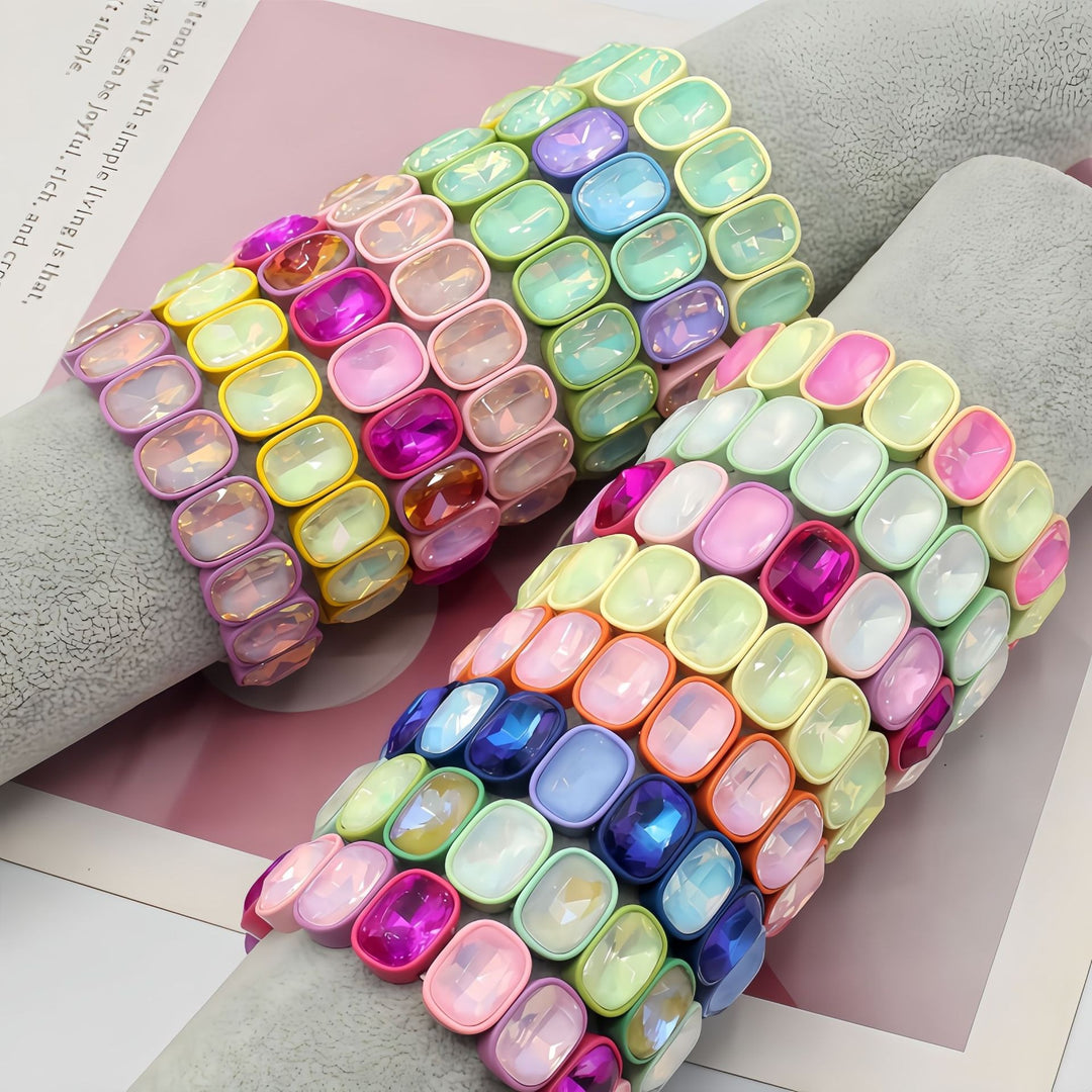 Vintage Y2K Crystal Enamel Stretch Bracelet