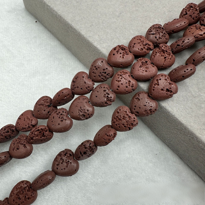 Heart-Shaped Natural Lava Stone Beads