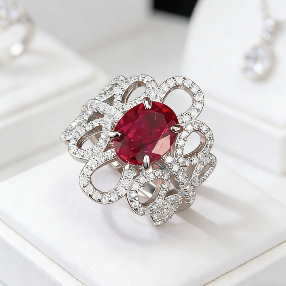 Vintage Blossom · Ruby Adjustable Ring
