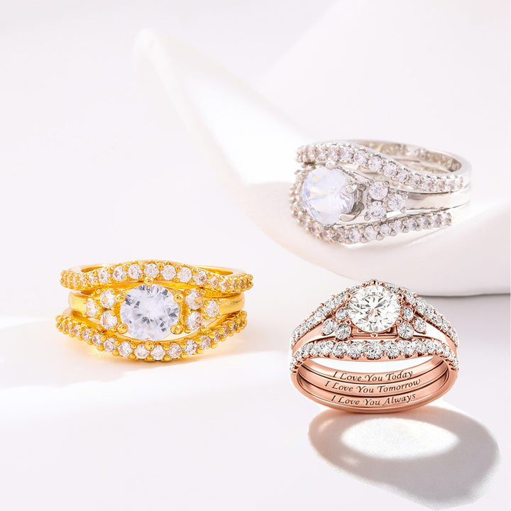 Vows of Love · Triple-Layer Interlocking Stackable Ring Set