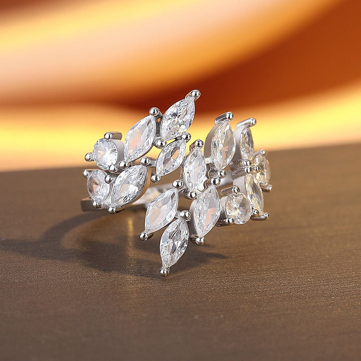 S925 Sterling Silver Cluster Bloom Pavé Ring