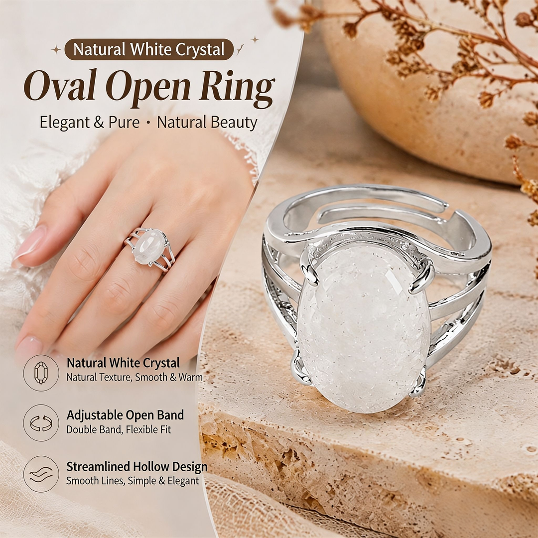Natural Energy · 20-Style Natural Gemstone Oval Open Ring