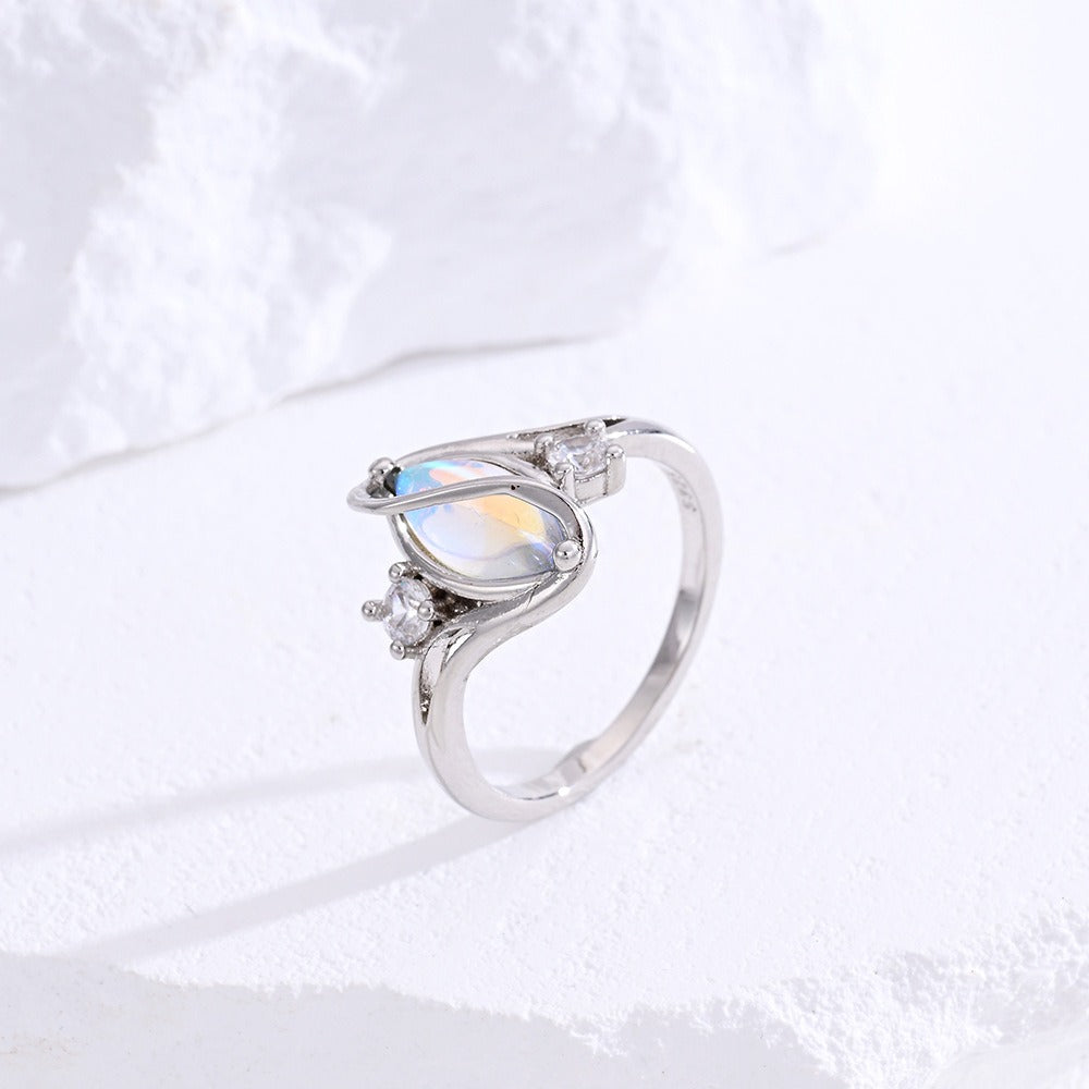 S925 Sterling Silver Rainbow Moonstone Ring | Balance Feminine Power | Spiritual Shield for Everyday