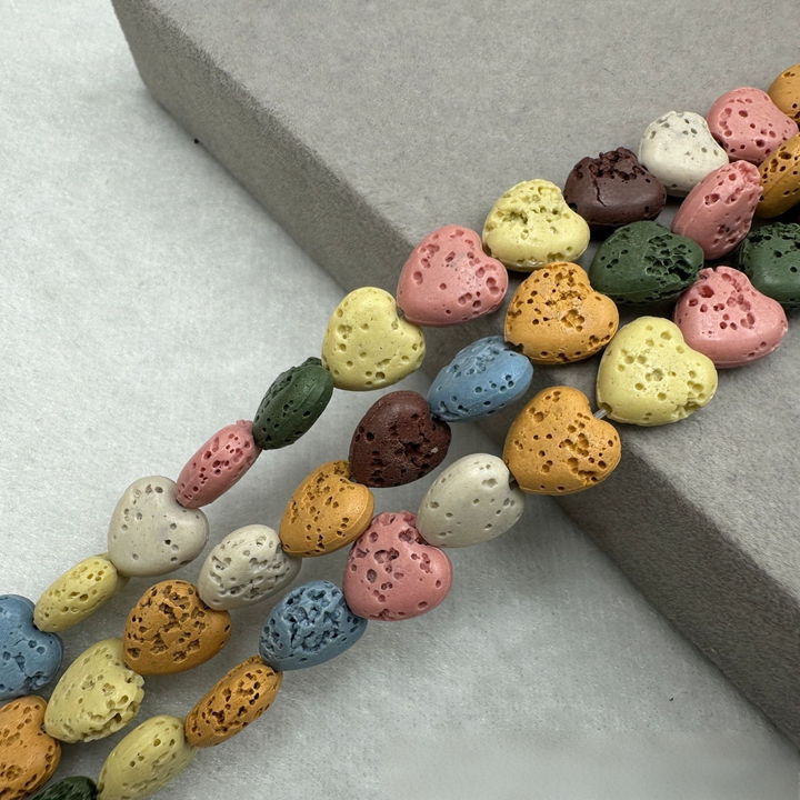 Heart-Shaped Natural Lava Stone Beads