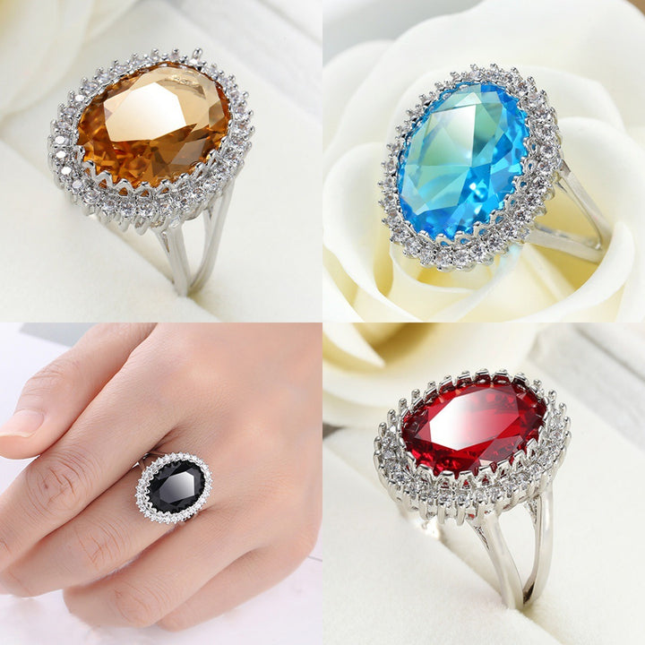 S925 Silver Vintage Statement Ring Halo CZ Split Shank
