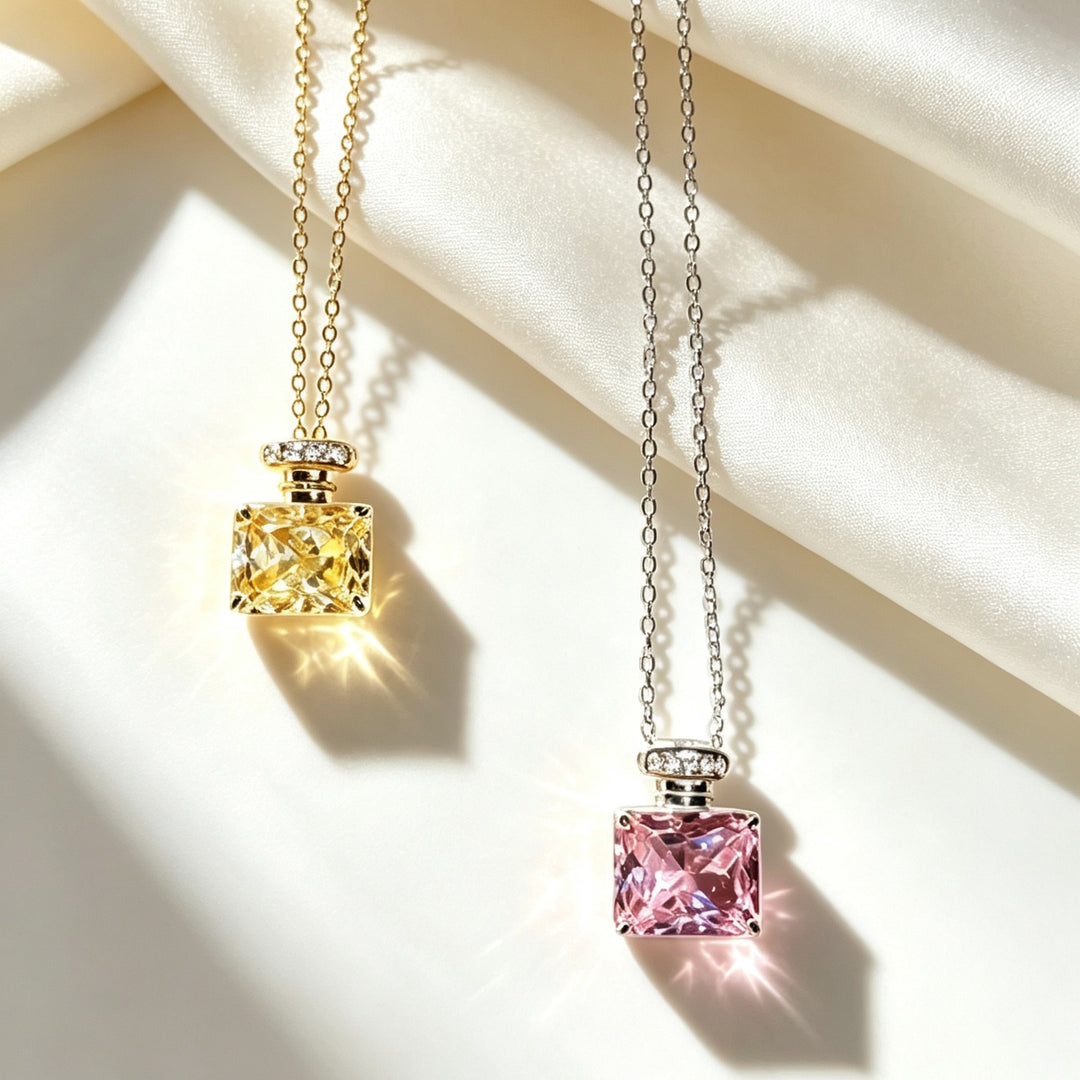 French Vintage Perfume Bottle Pendant Necklace