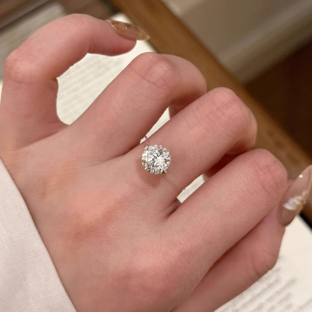 Mermaid's Tear Floating Diamond Ring & Necklace Minimalist Invisible Setting