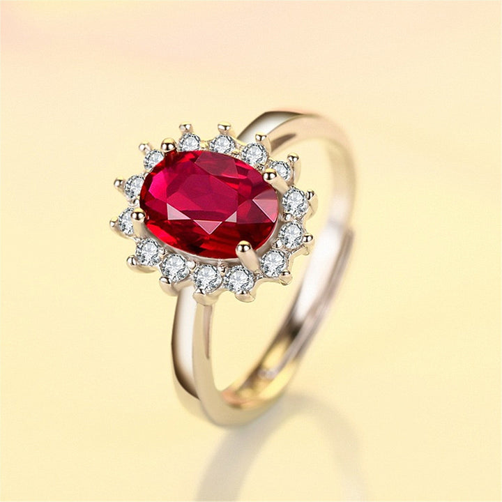 18K Rose Gold Diamond Halo Vintage Pigeon Blood Ruby Ring