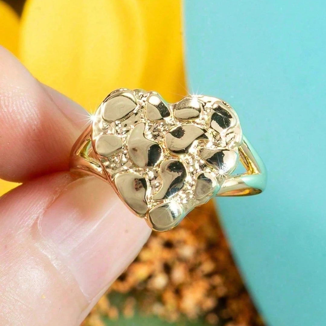 18K Gold Textured Wide Band Ring (2 Styles Available)