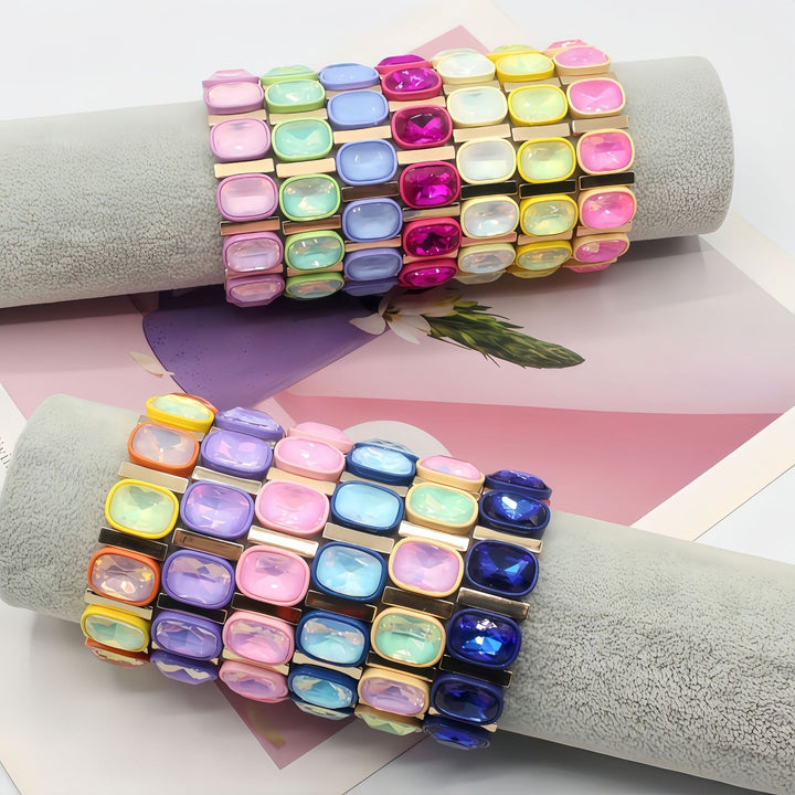 Vintage Y2K Crystal Enamel Stretch Bracelet