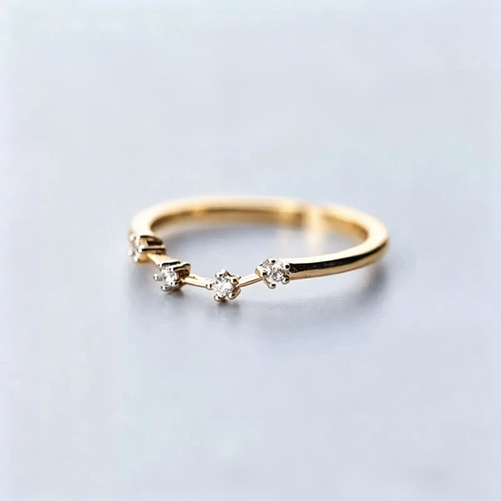 S925 Sterling Silver Zodiac Open Ring Constellation Pavé Ring