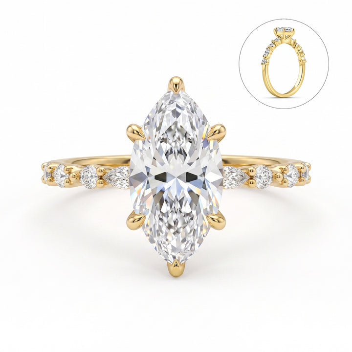 S925 Sterling Silver  Classic Marquise Cut Engagement Ring