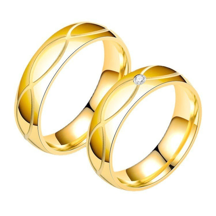 18K Gold Intertwined Couple Rings Wide Band Wedding Bands