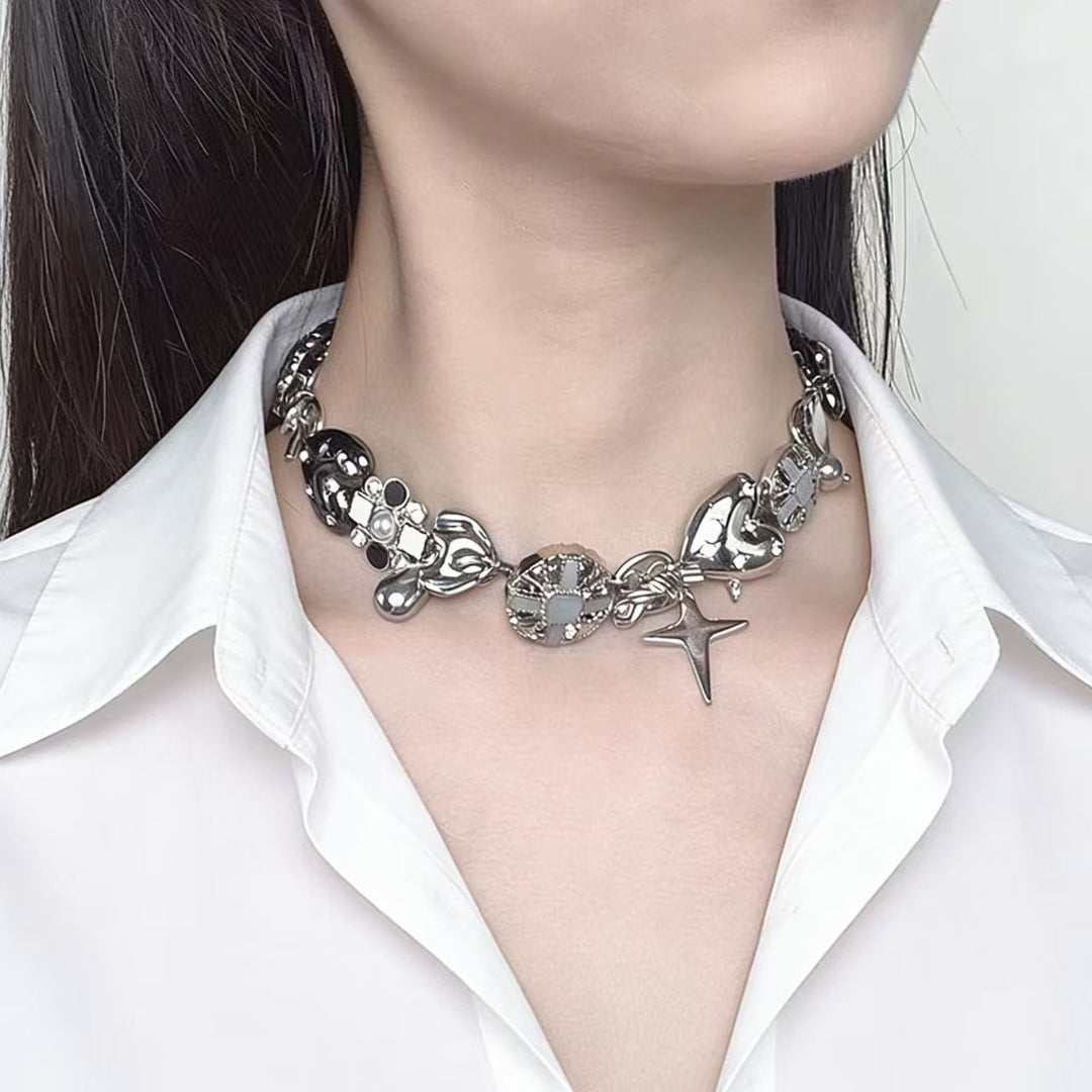 Y2K Sweet & Savage Silver Charm Necklace/Bracelet