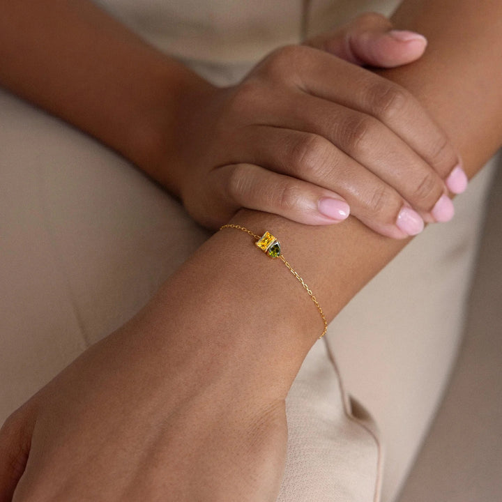 18K Gold Toi et Moi Birthstone Bracelet