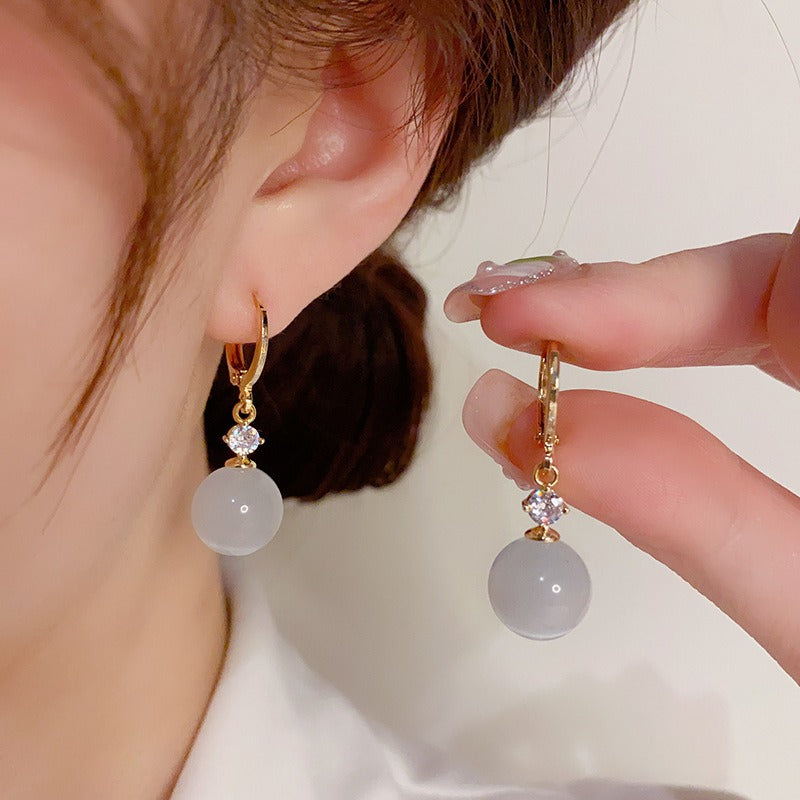 14K Gold Cat's Eye Drop Earrings